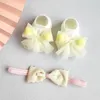 Accessoires de cheveux 2pcs / set princesse bébé filles chaussettes bandeau dentelle arcs infantile enfant en bas âge court étage bandeau turbantes para bebes