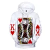 Giacche da donna Heart Of The Cards Felpa con cappuccio da uomo 3D Poker Stampa grafica Playing King Felpe Hip Hop Style Hooded Fashion Pullover
