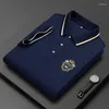 Mannen Polo 2024 Zomer Koreaanse Mode Polo Shirt Luxe Geborduurde Katoenen Revers Kraag Korte Mouwen Tops Kleding