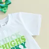 Kleidungssets St. Patricks Day Kleinkind Baby Mädchen Kleidung Bell-Bottom-Outfit Kurzarm Kleeblatt T-Shirt Tops Schlaghosen Set