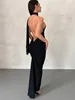 Casual Dresses Halter Backless Maxi For Women Summer 2024 Elegant Mermaid Long Party Evening Dress Bandage Ruched Bodycon White