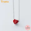 Pendentifs TrustDavis véritable 925 en argent Sterling minimaliste couleur douce coeur pendentif collier court pour les femmes bijoux de mariage cadeau DS2105