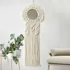 Tapissries Bohemian Macrame Wall Hanging Decorative Mirror Handmade Woven Mandala Tapestry For Home Living Room Decor