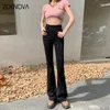 Jeans Femme Zoenova Flare Wide Leg Femmes Élastique Taille Haute Skinny Mom Denim Pantalon 2024 Mode Oversize Pantalon Casual Streetwear