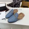 Designer shoes fur mules slippers 100% size35-46 real leather Horsebit Loafers slippers luxury women men jacquard leather slipper canvas princetown shoes 1.25 44