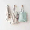 Casual Linen Cotton Women Canvas Bag Harajuku Fashion Solid Color One Shoul Shopping Handväska Girls Tote Travel Bag 240127