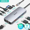 Mokin 9 i 1 USB C HUB 4K HDMI 3.1 10 Gbps Data Ports SD/TF Slots Adapters Ethernet för MacBook Air/Pro Surface Pro 7