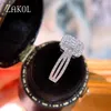 Wedding Rings ZAKOL 2024 Luxury Cubic Zirconia Square Engagement For Women Fashion Sliver Color Party Jewelry