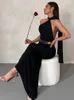 Casual Dresses Halter Backless Maxi For Women Summer 2024 Elegant Mermaid Long Party Evening Dress Bandage Ruched Bodycon White