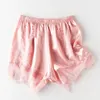 Culotte en dentelle pour femmes, sous-vêtements à la mode, short de sécurité décontracté, ample, fin, couleur unie, Satin, doux pour la peau