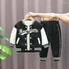 Clothing Sets Spring And Autumn Baby Boys Girls Korean Suit Handsome Sports Baseball Uniform Three-piece Cardigan Jackets