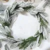 Decorative Flowers 5/10Pcs Artificial Pine Needles Christmas Snow Frosted Branches Fake Greenery Leaves Sprigs Stem Xmas Garland Decorations