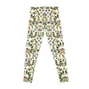 Active Pants Spring Reflection - Floral/ Botanical Mönster w/ Birds Moths Dragonflies Flowers Leggings Gym's Clothing Womens