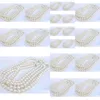 Colliers pendentifs Colliers 50 pouces 78 mm Aaaaa parfait collier de perles blanches Akoya 14K or jaune livraison directe bijoux colliers Pend Dhg0F