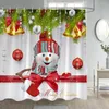 Cortinas de chuveiro cortina de natal engraçado dos desenhos animados papai noel bolas de árvore presente inverno ano banho tecido casa decoração do banheiro