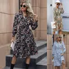 2024Spring New Product European and American Women's Wear Designer Long sleeved Fragmented Flower Dress