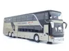 SALE HÖG KVALITET 1 32 Legering Pull Back Bus ModelHigh Imitation Double Sightseeing Busflash Toy Vehicle 240129