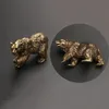 Vintage Copper Brown Bear Statue Solid Brass Polar Animal Decoration Mini Tea Table Pet Desk Accessories Technology 240124