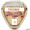 Anillo con nombre de 6 jugadores de primer grado AAA Soler Man Albies 2021 2022 Campeonato del equipo de los Bravos de béisbol de la Serie Mundial con caja de presentación de madera S Dhrib