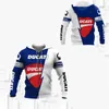 Hoodies masculinos 3D Impressão Digital Hoodie Ducati Logo Racing Suit 2024 Primavera e Outono Meninos Meninas Personalidade