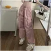 Pantaloni da donna Capris Donna Gamba larga Sport Cargo a vita alta con tasche Mti oversize Solido ad asciugatura rapida per consegna Fl Drop Abbigliamento Clo Ottkc