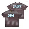 Vrouwen T-shirts Kikker Drift Mode SAINT MICHAEL Vintage Retro Crackle Afdrukken Oversize Losse T-shirt Tops Voor Mannen