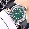 2022 Orologi casual Movimenti automatici originali Cinturino in caucciù Specchio con zaffiro di prima qualità Orologio da uomo Decorazione con diamanti colorati W271a