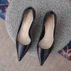 Dress Shoes Elegant Classic Women Pumps For Female Genuine Leather Medium Heeled Ladies Fashion White Nude High Heels Office
