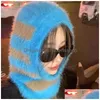Beralar Kış Tasarım Clava Örme Kadın Şapka Stripe Mink Saç Kap Bonnetler Kadın Kişilik Boyun Sıcak Sklies Beanies Deliv Dhp8y