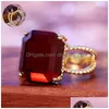 Anelli a grappolo Gioielli da sposa Taglia 6-10 Regali per le donne Elegante anello vintage quadrato rosso da donna Consegna a goccia Dhefg