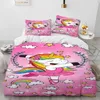 Set di biancheria da letto Unicorno Simpatico cartone animato Set consolatore Copripiumino Trapunta letto Federa Queen Per bambino Ragazzo Ragazza regalo