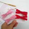 Hårtillbehör 65 20mm Röd och rosa sammet Bow Hairpin Pair Clip Girl Baby Edge för barn i Autumn Winter -gåvor