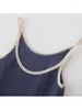 Women's Tanks PUWD Women Cotton Navy Camis 2024 Summer Vintage Ladies Lace Edge Sleeveless Chic Tops Female Solid Color Crop