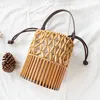 New ins diagonal bamboo bag hand woven bag rattan portable bag holiday beach bag craft shoulder bag