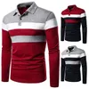 Herren-Langarm-Polo-T-Shirt in Kontrastfarben, lässige Poloshirts 240129