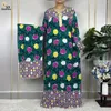 Etnische kleding 2024 Afrikaanse Abaya Mode Lange mouwen Moslim Islam Gewaad Katoen Afdrukken Bloemen Dame Zomer Maxi Casual Jurk met hoofddoek