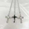 Pendant Necklaces JWER 2024 Gothic Heart Zircon Cross Necklace Black Crystal Punk Y2K Chain For Woman Daily Wear