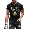 Herr t -skjortor överdimensionerade skjorta unika St. Patrick's Day tryckt män blus elegant rund hals korta ärmar sport blusa maskulina