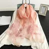 Scarves 2024 Winter Silk Scarf For Woman Soft Wool Two Color Embroidery Scarfs Lady's Hijab A Dress Of Ceremony Wholesale