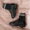 Stiefel TaoziBaby Herbst und Winter Mädchen Stretch Socken Kinder Leder Schwarz Schuhe Samt Kurz