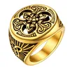 Anéis de cluster U7 Irish Celtic Knot Anel Antigo Preto Aço Inoxidável Triquetra Signet para Homens Hip Hop Jóias Tamanho 7 a 12 R202