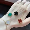 Bijoux de créateurs Cleef Van Four Leaf Clover Collier Van Clover haut de gamme femmes collier double face célébrité chanceux peut être lavé sans