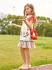 Girl Dresses Summer Dress Short-sleeved Cartoon Print Cute Princess With Ruffled Hem
