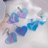 Boucles d'oreilles pendantes en acrylique, 2 pièces, faisceau Laser en forme de cœur, étoile fille Y2k Taylor Swift, bijoux rectangulaires, choses mignonnes pour