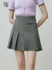 Skirts FSLE Fashion Style Design Sense JK Pleated Skirt For Women 2024 Spring Niche High Waist Irregular Folds Grey Female