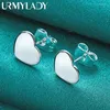 Stud Earrings URMYLADY 925 Sterling Silver Smooth Heart For Women Wedding Party Fashion Charm Jewelry