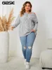 GIBSIE Plus Size Off Shoulder Long Sleeve Sweaters Women Fashion Loose Asymmetrical Neck Knitted Jumper Tops Winter 240123