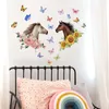 Bakgrundsbilder 30 80 cm hästväxt Flower Sunflower Fjäril Cartoon Wall Sticker Bakgrund Vardagsrum Dekoration Väggmålning Mural