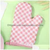 Oven Mitts Thick Bakeware Heat Insation Microwave Oven Mitts Polyester Insated Baking Skid Resistance Resistant Gloves Terylene Non-Sl Dh8Jn