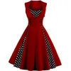 Casual Jurken 2024 S-4XL Vrouwen Retro Vintage Midi Jurk 50s 60s Rockabilly Dot Swing Pin Up Zomer Party elegante Tuniek Vestidos